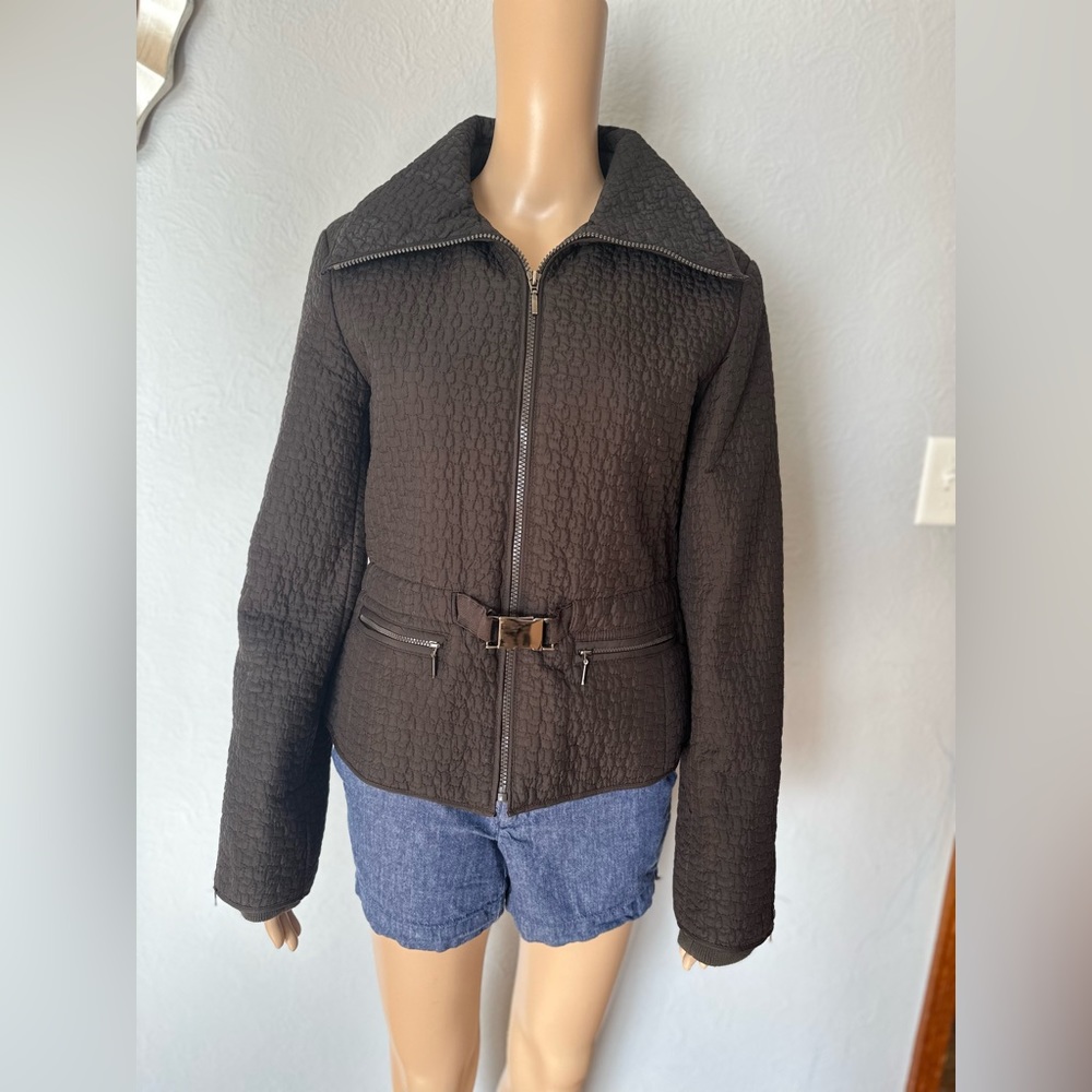 DKNYC Elegant Dark Brown Zip Up Blazer/Jacket Size Small